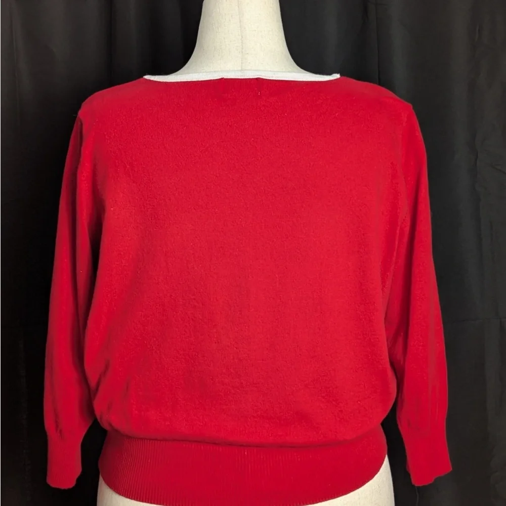 Unique Vintage Red & Ornament Accent Dandy Cardigan - Picture 2 of 5